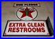 Vintage Texaco Our Pledge Clean Restrooms 11 3/4 Metal Gasoline Oil Flange Sign