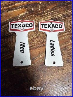 Vintage Texaco Porcelain Sign Gas Station Restroom Key Fob Mens Ladies Bathroom