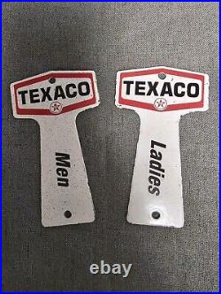 Vintage Texaco Porcelain Sign Gas Station Restroom Key Fob Mens Ladies Bathroom