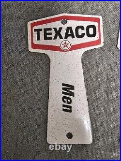 Vintage Texaco Porcelain Sign Gas Station Restroom Key Fob Mens Ladies Bathroom