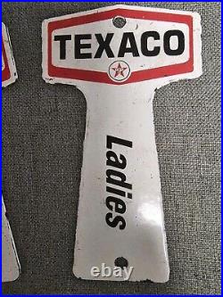 Vintage Texaco Porcelain Sign Gas Station Restroom Key Fob Mens Ladies Bathroom