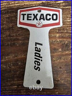 Vintage Texaco Porcelain Sign Gas Station Restroom Key Fob Mens Ladies Bathroom