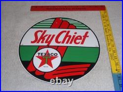 Vintage Texaco Sky Chief Gasoline 11 3/4 Porcelain Metal Service Station Sign