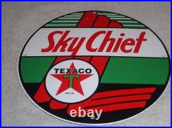 Vintage Texaco Sky Chief Gasoline 11 3/4 Porcelain Metal Service Station Sign