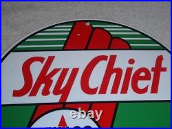 Vintage Texaco Sky Chief Gasoline 11 3/4 Porcelain Metal Service Station Sign
