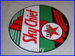 Vintage Texaco Sky Chief Gasoline 11 3/4 Porcelain Metal Service Station Sign