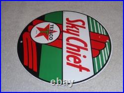 Vintage Texaco Sky Chief Gasoline 11 3/4 Porcelain Metal Service Station Sign