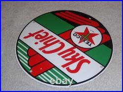 Vintage Texaco Sky Chief Gasoline 11 3/4 Porcelain Metal Service Station Sign