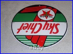 Vintage Texaco Sky Chief Gasoline 11 3/4 Porcelain Metal Service Station Sign