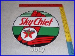 Vintage Texaco Sky Chief Gasoline 11 3/4 Porcelain Metal Service Station Sign