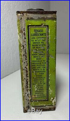 Vintage Texas Co Texaco Green Pint Spica Oil Can Original Gas Station Rare HTF