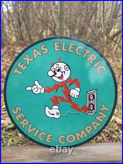 Vintage Texas Electric Service Company Porcelain Sign 12