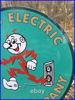 Vintage Texas Electric Service Company Porcelain Sign 12