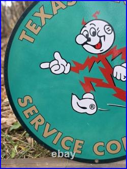 Vintage Texas Electric Service Company Porcelain Sign 12