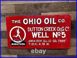 Vintage The Ohio Oil Co. Marathon Metal Sign