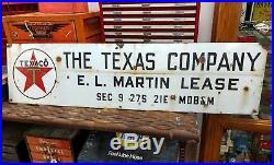 Vintage The Texas Company Texaco Porcelain Oil Well Lease Gas Sign