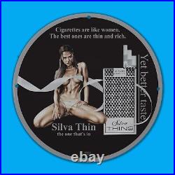 Vintage Thins Taste Silva Gas Station Service Man Cave Oil Porcelain Sign
