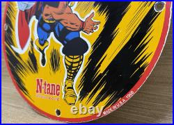 Vintage Thor N-tane Conoco Gasoline 12 Porcelain Marvel Comic Oil Sign Vintage Thor N-tane Conoco Gasoline 12 Porcelain Marvel Comic Oil Sign