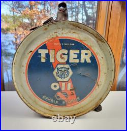 Vintage Tiger Motor Oil Rocker Can Five Gallons 100% Pure Penn