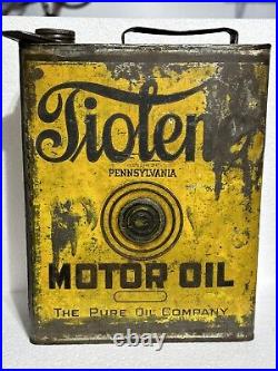 Vintage Tiolene Pure Pennsylvania Motor Oil 1 Gallon Can Slim Rare Original