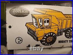 Vintage Tonka Toys Porcelain Metal Steel Sign Rare Advertising Car Gas Oil