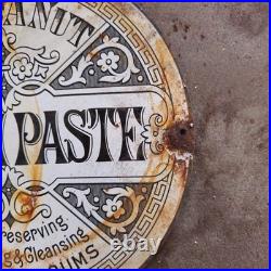 Vintage Tooth Paste Old Us Gasoline Oil Gas Pump Enamel Porcelain Sign