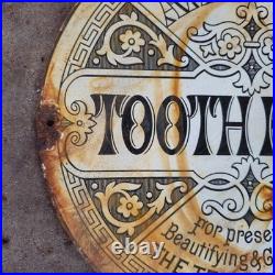 Vintage Tooth Paste Old Us Gasoline Oil Gas Pump Enamel Porcelain Sign