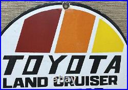 Vintage Toyota Land Cruiser Porcelain Sign Oil Gas Dealership Tacoma 4runner