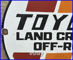 Vintage Toyota Land Cruiser Porcelain Sign Oil Gas Dealership Tacoma 4runner