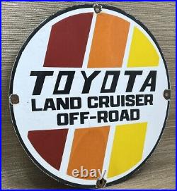 Vintage Toyota Land Cruiser Porcelain Sign Oil Gas Dealership Tacoma 4runner