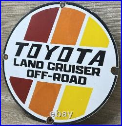 Vintage Toyota Land Cruiser Porcelain Sign Oil Gas Dealership Tacoma 4runner