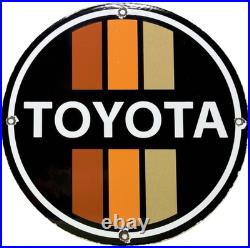 Vintage Toyota Porcelain Sign Dealership Land Cruiser 4runner Tacoma Oil Gas