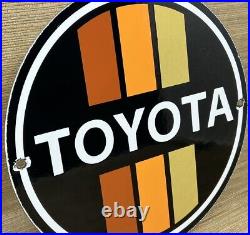 Vintage Toyota Porcelain Sign Dealership Land Cruiser 4runner Tacoma Oil Gas