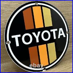 Vintage Toyota Porcelain Sign Dealership Land Cruiser 4runner Tacoma Oil Gas