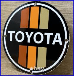 Vintage Toyota Porcelain Sign Dealership Land Cruiser 4runner Tacoma Oil Gas