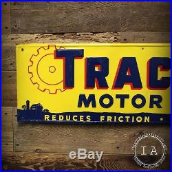Vintage Tracto Motor Oil Embossed Tin Advertising Sign