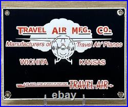 Vintage Travel Air Mfg Co Porcelain Sign Oil Gas Aviation Hangar Plane Airport