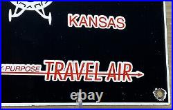 Vintage Travel Air Mfg Co Porcelain Sign Oil Gas Aviation Hangar Plane Airport