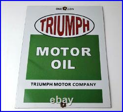 Vintage Triumph Motor Oil Sign Gas Service Pump Porcelain Gasoline Sign