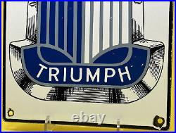 Vintage Triumph Porcelain Dealership Sign Gas Oil Roadster 1800 Mayflower Harley