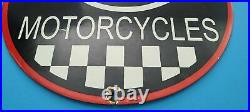Vintage Triumph Porcelain Gas Oil Motorcycles Service 12 Dealership Pump Sign