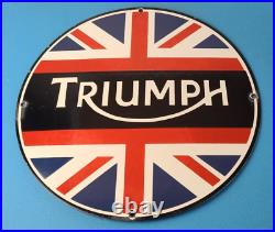 Vintage Triumph Sign Porcelain Automobiles British Mechanic Gas Oil Pump Sign