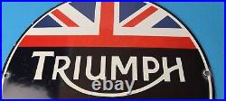 Vintage Triumph Sign Porcelain Automobiles British Mechanic Gas Oil Pump Sign