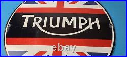 Vintage Triumph Sign Porcelain Automobiles British Mechanic Gas Oil Pump Sign