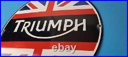 Vintage Triumph Sign Porcelain Automobiles British Mechanic Gas Oil Pump Sign