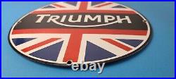 Vintage Triumph Sign Porcelain Automobiles British Mechanic Gas Oil Pump Sign