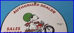 Vintage Triumph Sign Porcelain Automobiles Snoopy Mechanic Gas Oil Pump Sign