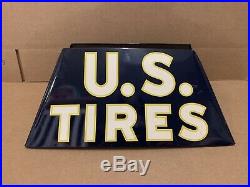 Vintage U. S. Tires Tire Display Stand Sign Garage Service Station Gas Oil