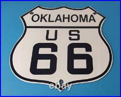 Vintage US Route 66 Oklahoma Sign Porcelain Hwy State Road Gas Oil Pump Sign