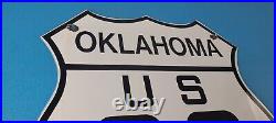 Vintage US Route 66 Oklahoma Sign Porcelain Hwy State Road Gas Oil Pump Sign